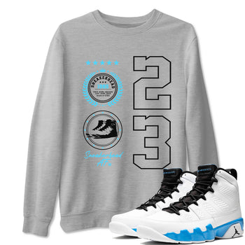 9s Powder Blue shirt to match jordans Sneaker Emblem sneaker tees Air Jordan 9 Powder Blue SNRT Sneaker Release Tees unisex cotton Heather Grey 1 crew neck shirt
