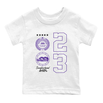 Sneaker Emblem sneaker match tees to Court Purple Dunks street fashion brand for shirts to match Jordans SNRT Sneaker Tees Dunk Low Court Purple unisex t-shirt White 2 youth shirt