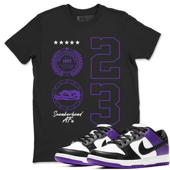 Sneaker Emblem sneaker match tees to Court Purple Dunks street fashion brand for shirts to match Jordans SNRT Sneaker Tees Dunk Low Court Purple unisex t-shirt Black 1 unisex shirt