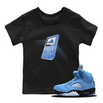 Jordan 5 UNC Jordan Shirts Sneaker Game Boy Sneaker Tees AJ5 UNC Sneaker Release Tees Kids Shirts Black 1