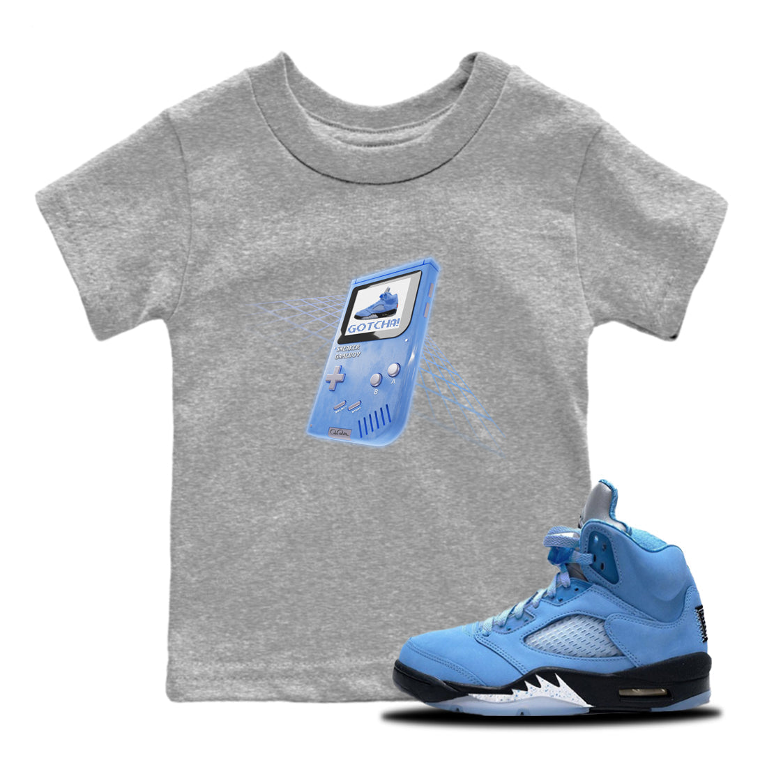 Air Jordan 5 UNC Sneaker Game Boy Baby and Kids Sneaker Tees AJ5 UNC Kids Sneaker Tees Size Chart