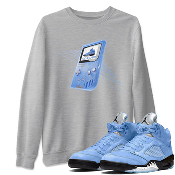Jordan 5 UNC Jordan Shirts Sneaker Game Boy Sneaker Tees AJ5 UNC SNRT Sneaker Tees Unisex Shirts Heather Grey 1