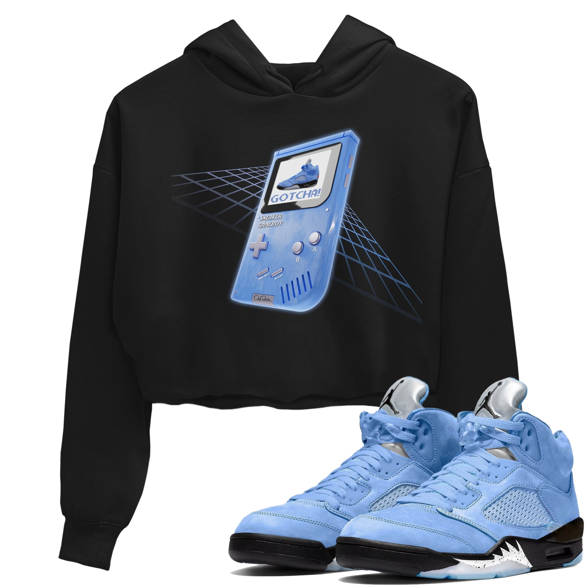 Jordan 5 UNC Jordan Shirts Sneaker Game Boy Sneaker Tees AJ5 UNC Sneaker Release Tees Women's Shirts Black 1
