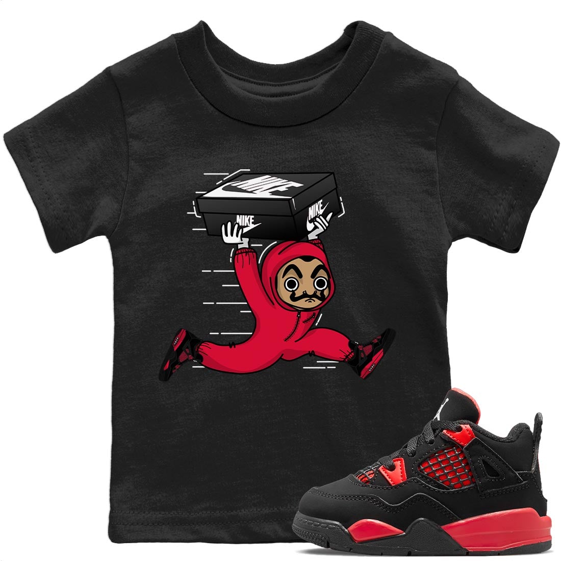 Jordan 4 Red Thunder Sneaker Match Tees Sneaker Heist Sneaker Tees Jordan 4 Red Thunder Sneaker Release Tees Kids Shirts