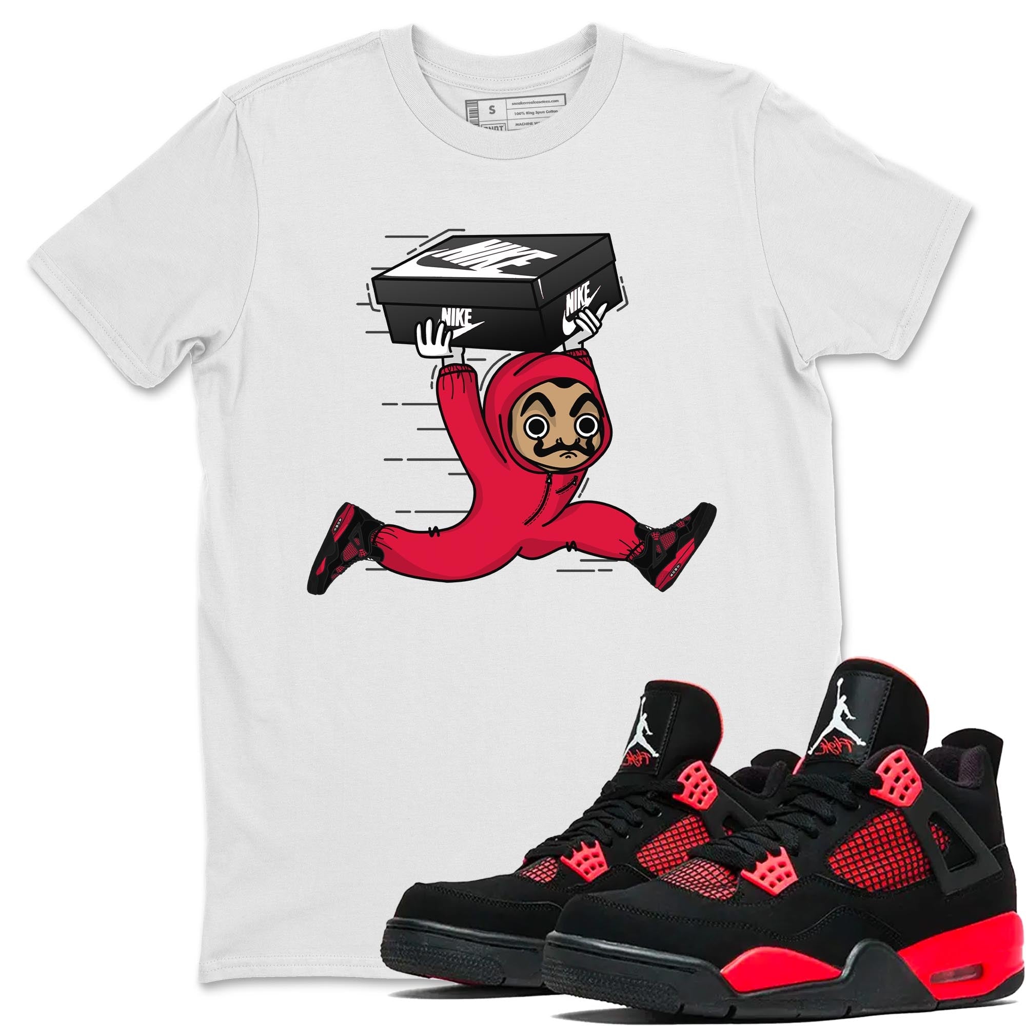 Jordan 4 Red Thunder Sneaker Match Tees Sneaker Heist Sneaker Tees Jordan 4 Red Thunder Sneaker Release Tees Unisex Shirts