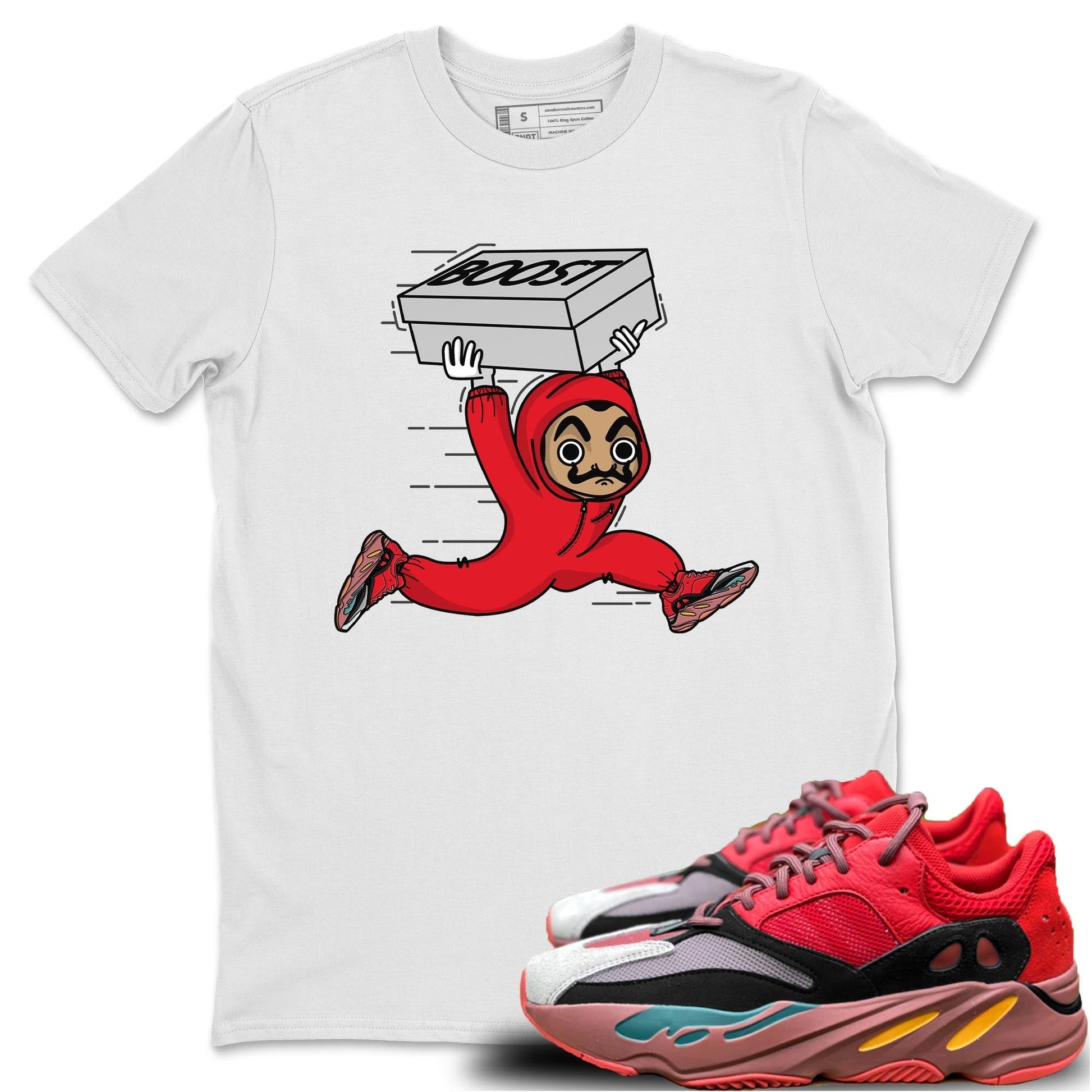 Yeezy 700 Hi-Res Red Sneaker Match Tees Sneaker Heist Sneaker Tees Yeezy 700 Hi-Res Red Sneaker Release Tees Unisex Shirts