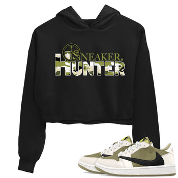 Air Jordan 1 X Travis Scott Golf Olive shirt to match jordans Sneaker Hunter sneaker tees Air Jordan 1 Travis Scott Golf SNRT Sneaker Release Tees Black 1 Crop T-Shirt