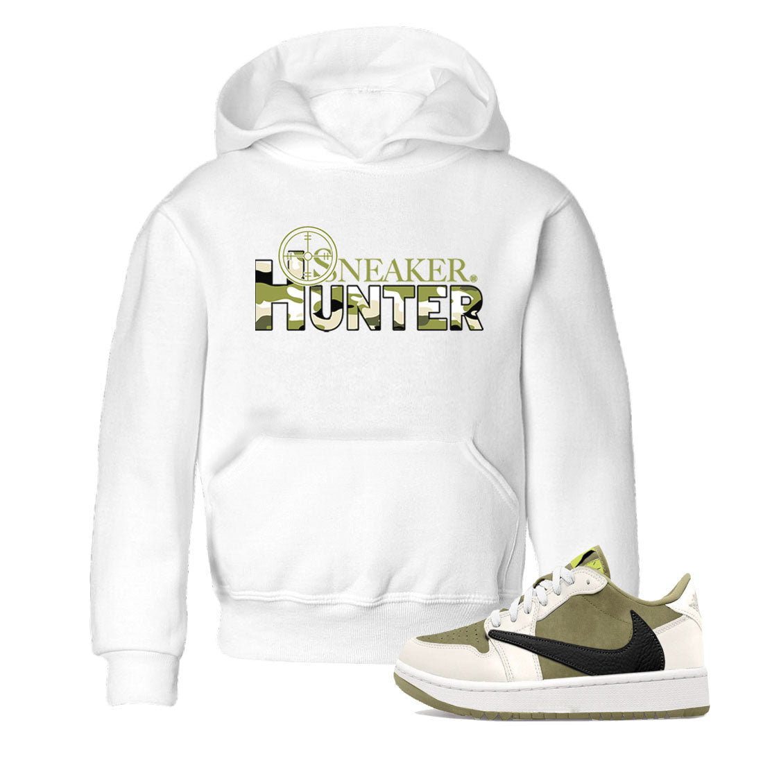 Air Jordan 1 X Travis Scott Golf Olive shirt to match jordans Sneaker Hunter sneaker tees Air Jordan 1 Travis Scott Golf SNRT Sneaker Release Tees Baby Toddler White 1 T-Shirt