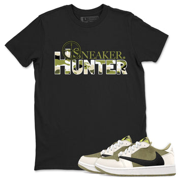 Air Jordan 1 X Travis Scott Golf Olive shirt to match jordans Sneaker Hunter sneaker tees Air Jordan 1 Travis Scott Golf SNRT Sneaker Release Tees Unisex Black 1 T-Shirt