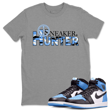 Air Jordan 1 Retro High OG UNC Toe shirt to match jordans Sneaker Hunter sneaker tees Air Jordan 1 High OG University Blue SNRT Sneaker Release Tees Unisex Heather Grey 1 T-Shirt