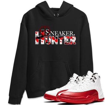 Air Jordan 12 Cherry shirt to match jordans Sneaker Hunter sneaker tees Air Jordan 12 Retro Cherry SNRT Sneaker Release Tees Unisex Black 1 T-Shirt