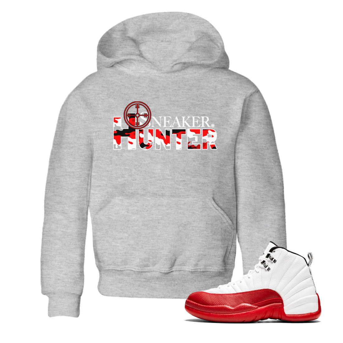 Air Jordan 12 Cherry shirt to match jordans Sneaker Hunter sneaker tees Air Jordan 12 Retro Cherry SNRT Sneaker Release Tees Baby Toddler Heather Grey 1 T-Shirt