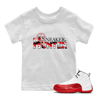 Air Jordan 12 Cherry shirt to match jordans Sneaker Hunter sneaker tees Air Jordan 12 Retro Cherry SNRT Sneaker Release Tees Baby Toddler White 1 T-Shirt