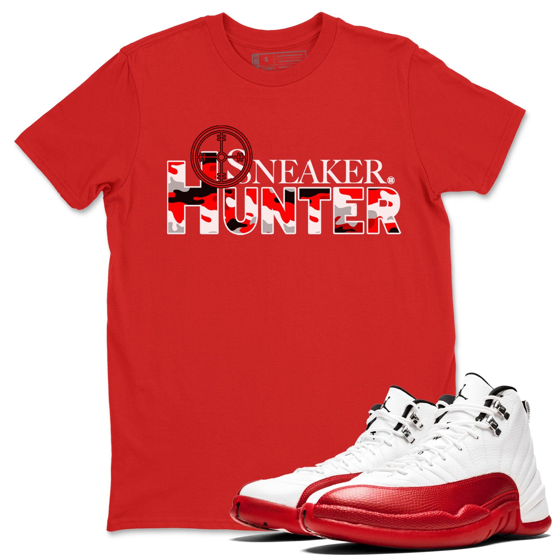 Air Jordan 12 Cherry shirt to match jordans Sneaker Hunter sneaker tees Air Jordan 12 Retro Cherry SNRT Sneaker Release Tees Unisex Red 1 T-Shirt
