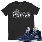 Air Jordan 5 Retro Midnight Navy shirt to match jordans Sneaker Hunter sneaker tees Air Jordan 5 Midnight Navy SNRT Sneaker Release Tees Unisex Black 1 T-Shirt