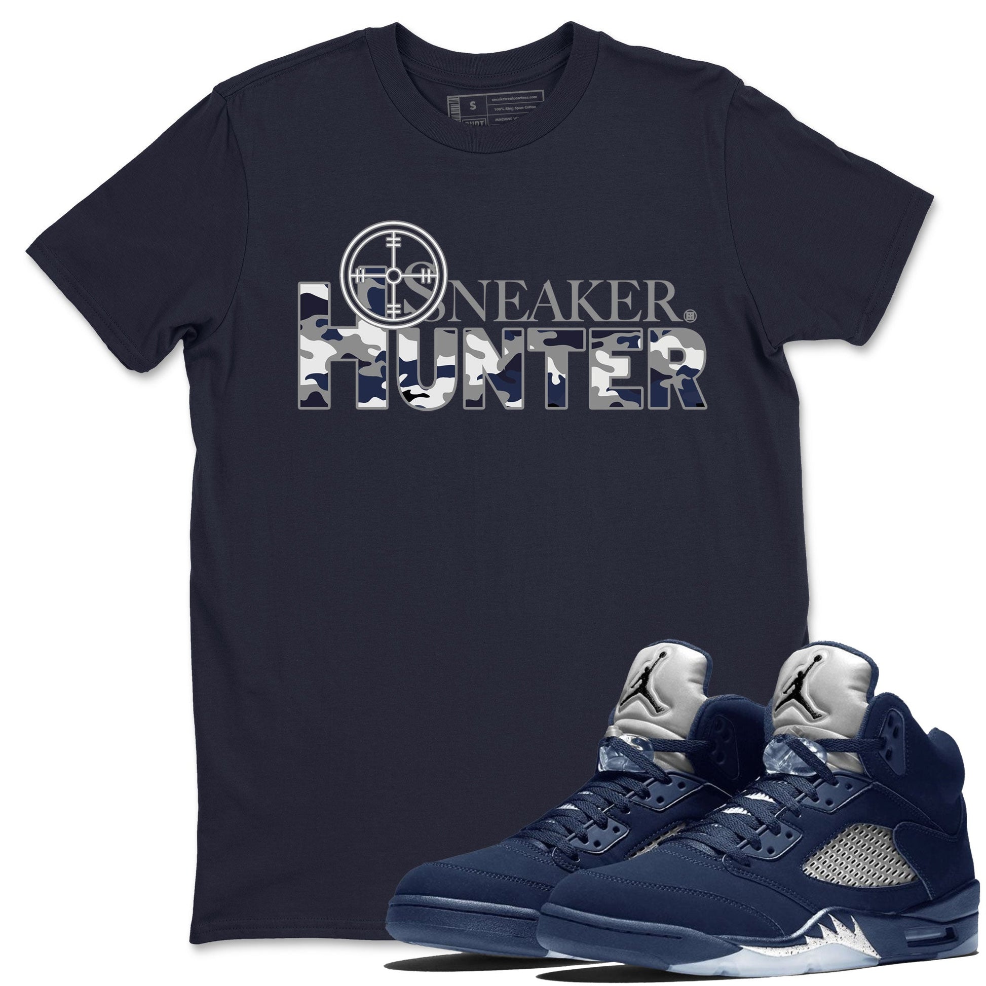 Air Jordan 5 Retro Midnight Navy shirt to match jordans Sneaker Hunter sneaker tees Air Jordan 5 Midnight Navy SNRT Sneaker Release Tees Unisex Navy 1 T-Shirt