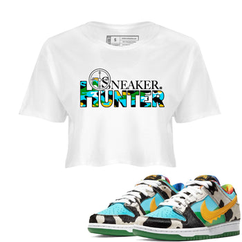 Dunk Chunky Dunky shirt to match jordans Sneaker Hunter sneaker tees Dunk Low Ben & Jerry's Chunky Dunky SNRT Sneaker Release Tees White 1 Crop T-Shirt