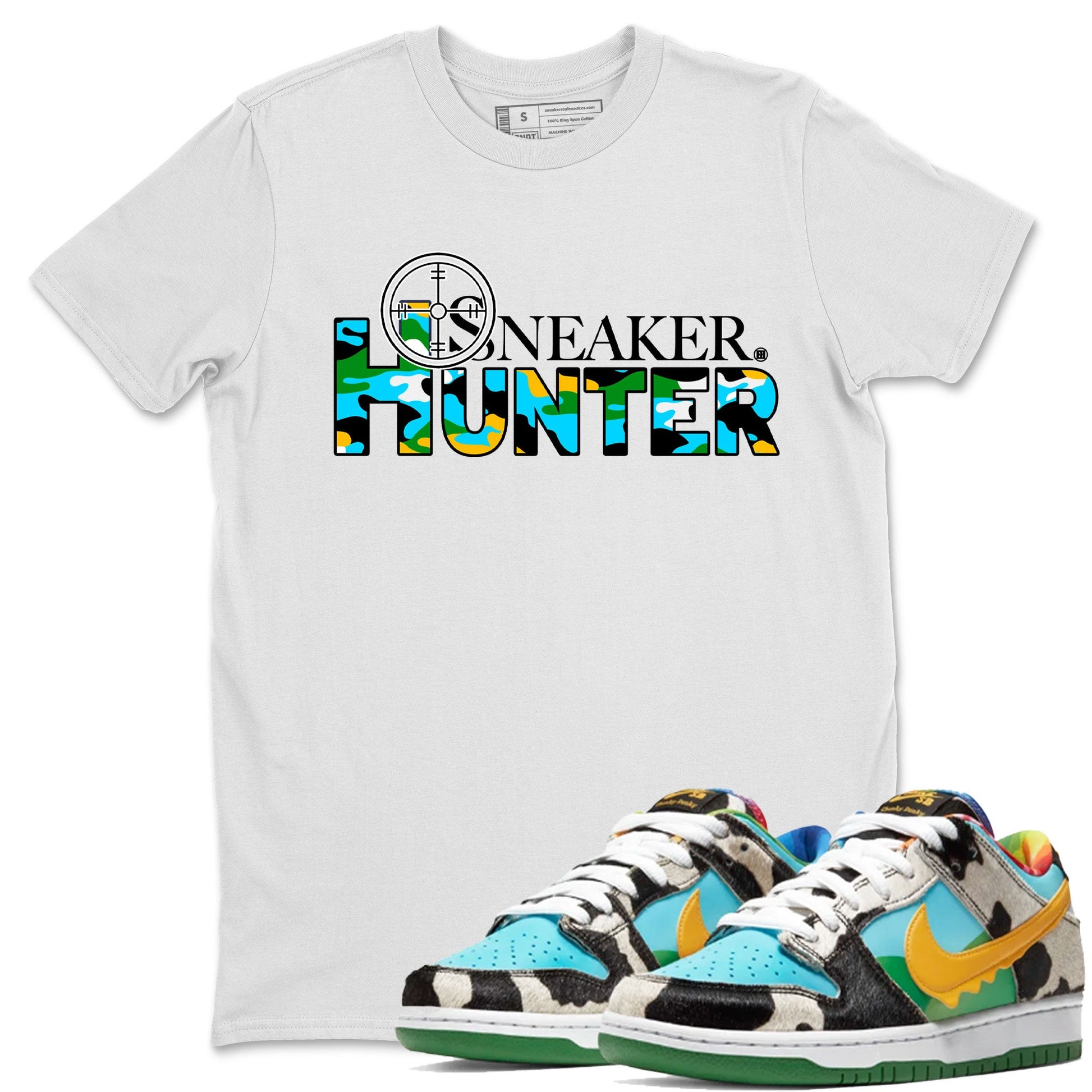 Dunk Chunky Dunky shirt to match jordans Sneaker Hunter sneaker tees Dunk Low Ben & Jerry's Chunky Dunky SNRT Sneaker Release Tees Unisex White 1 T-Shirt