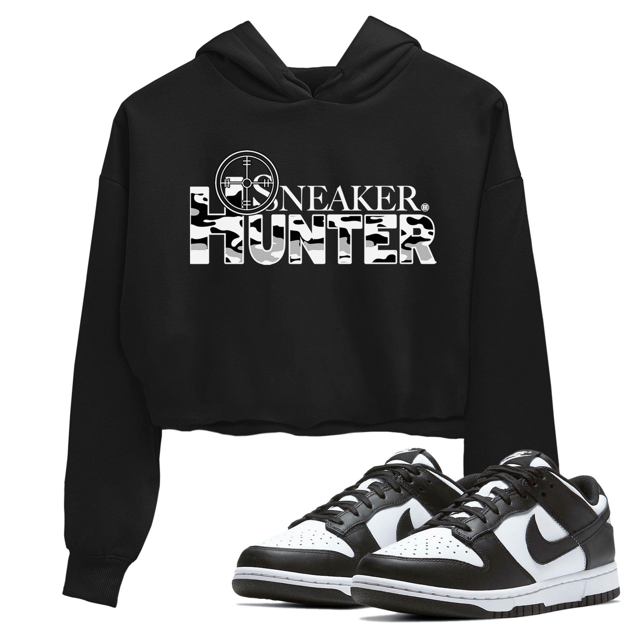 Dunk Panda shirt to match jordans Sneaker Hunter sneaker tees Dunk Panda SNRT Sneaker Release Tees Black 1 Crop T-Shirt