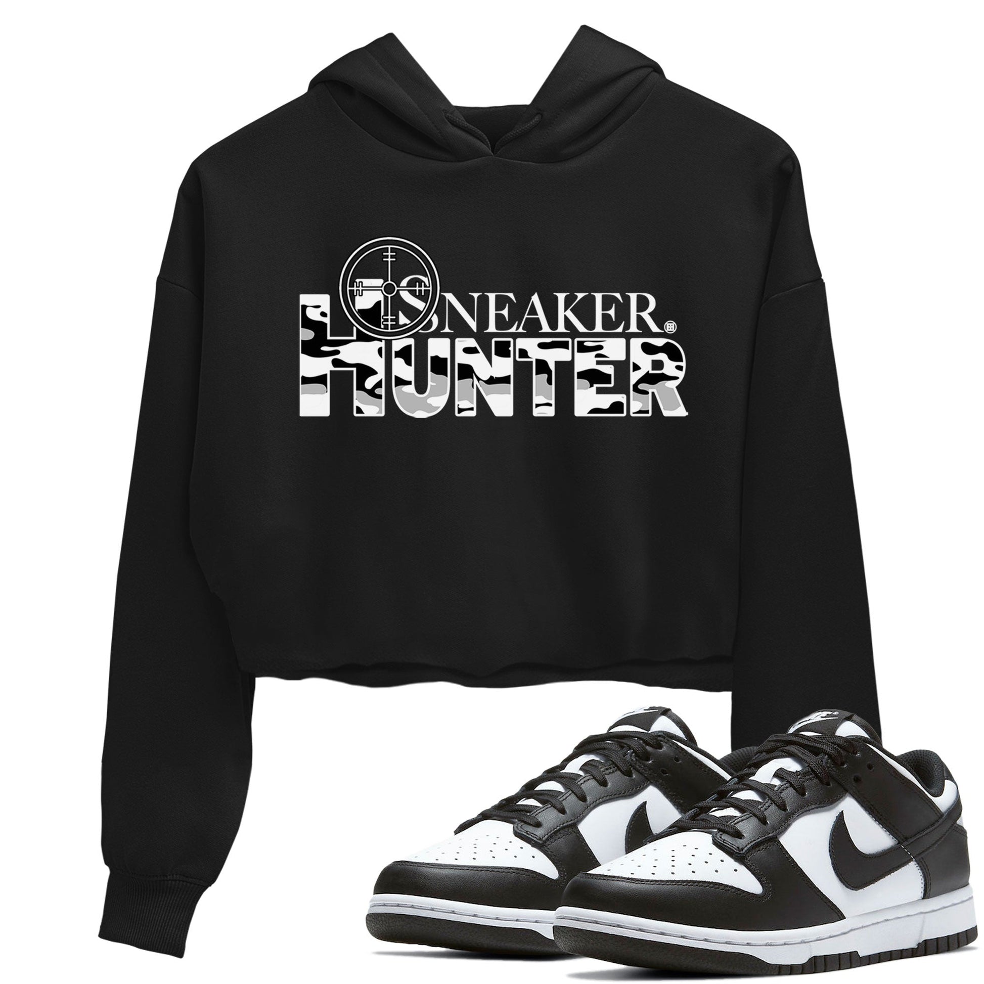 Dunk Panda shirt to match jordans Sneaker Hunter sneaker tees Dunk Panda SNRT Sneaker Release Tees Black 1 Crop T-Shirt