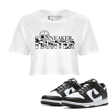 Dunk Panda shirt to match jordans Sneaker Hunter sneaker tees Dunk Panda SNRT Sneaker Release Tees White 1 Crop T-Shirt