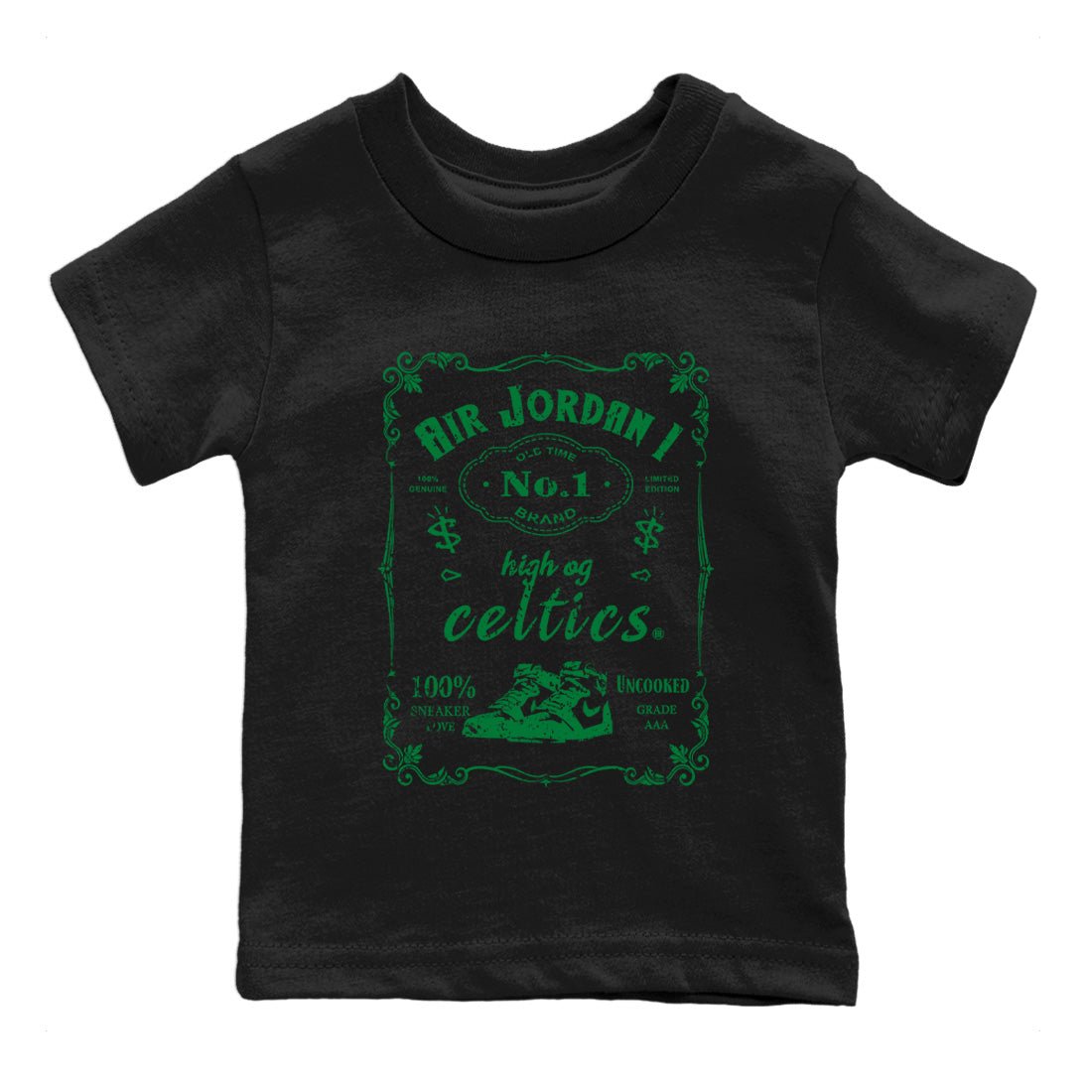 Air Jordan 1 Celtics Sneaker Label Baby and Kids Sneaker Tees Air Jordan 1 Retro Celtics Kids Sneaker Tees Washing and Care Tip