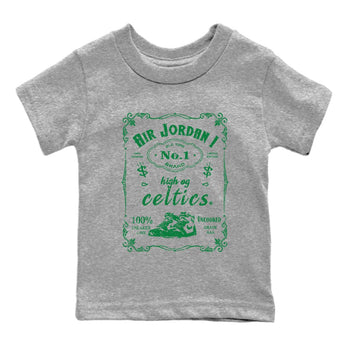 Air Jordan 1 Celtics Sneaker Match Tees Sneaker Label Sneaker Tees Air Jordan 1 Retro Celtics Sneaker Release Tees Kids Shirts Heather Grey 2