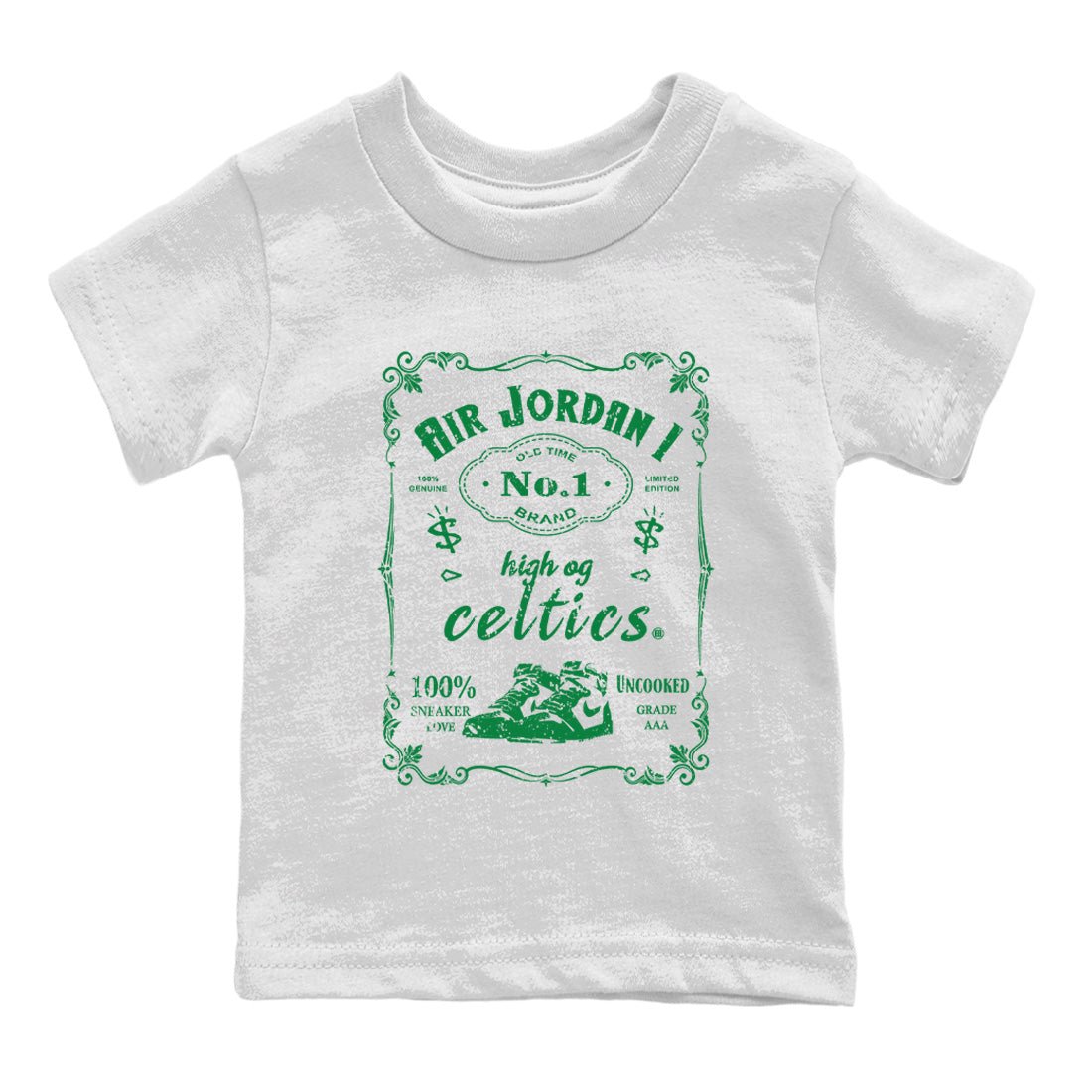 Air Jordan 1 Celtics Sneaker Match Tees Sneaker Label Sneaker Tees Air Jordan 1 Retro Celtics Sneaker Release Tees Kids Shirts White 2