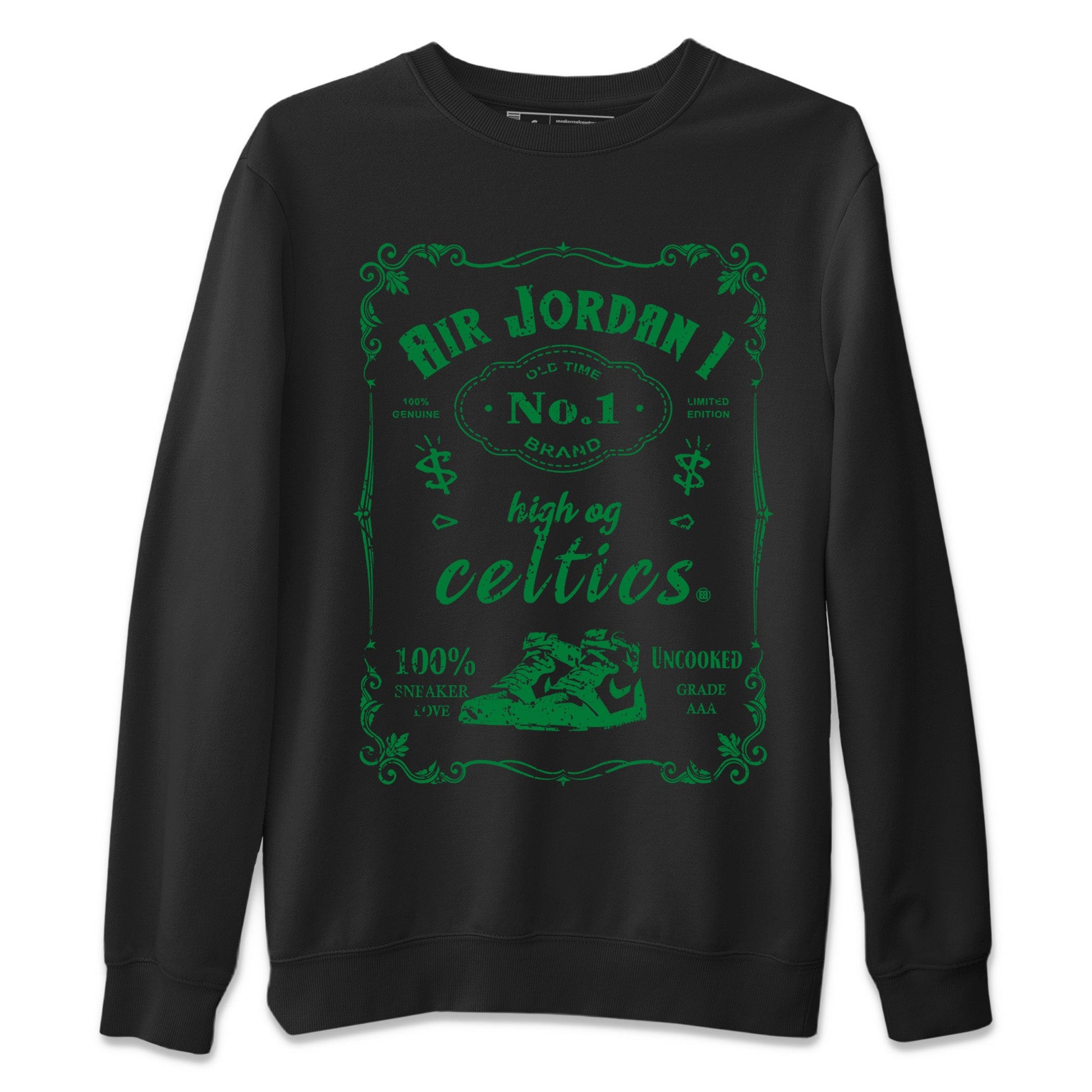Air Jordan 1 Celtics Sneaker Match Tees Sneaker Label Sneaker Tees Air Jordan 1 Retro Celtics Sneaker Release Tees Unisex Shirts Black 2