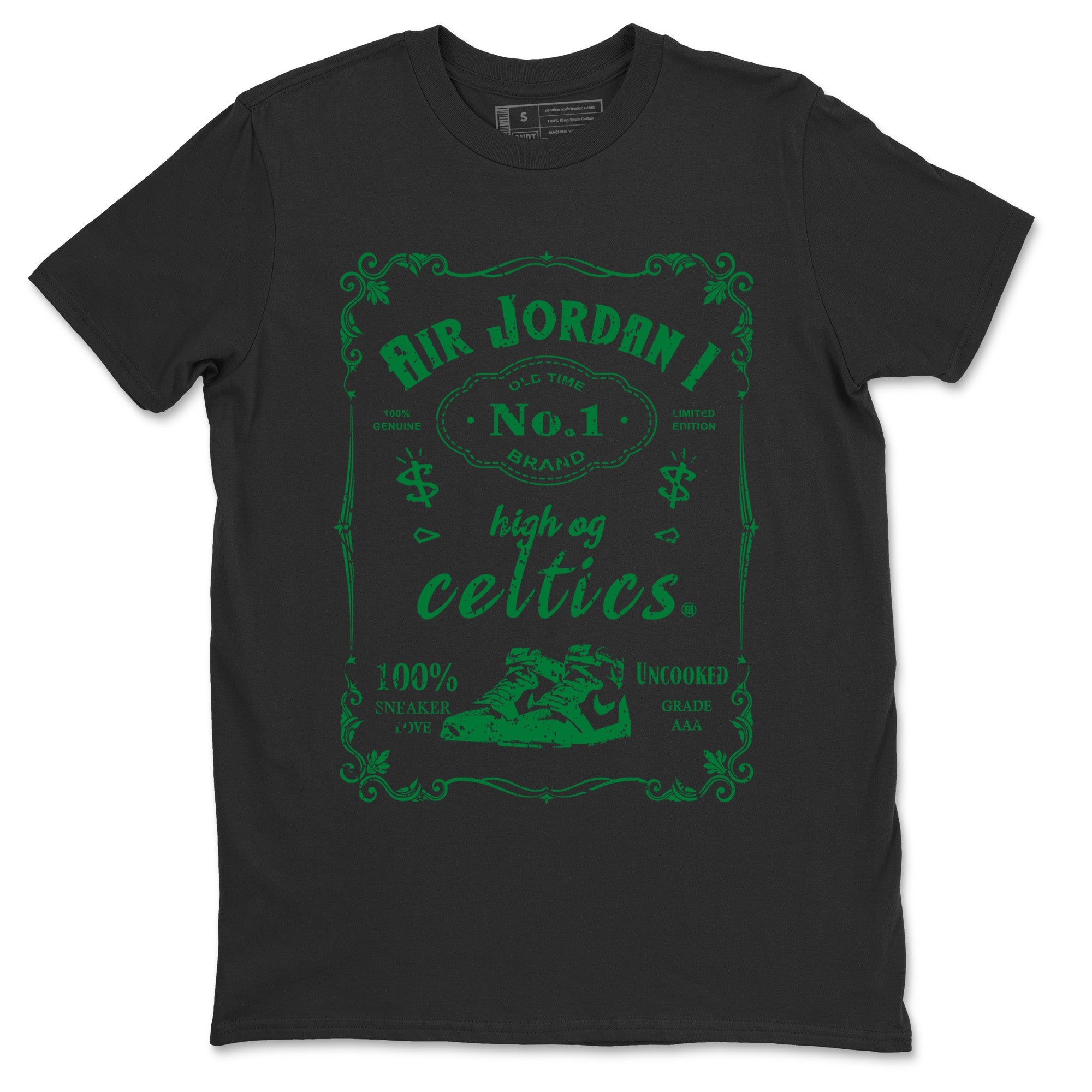 Air Jordan 1 Celtics Sneaker Match Tees Sneaker Label Sneaker Tees Air Jordan 1 Retro Celtics Sneaker Release Tees Unisex Shirts Black 2