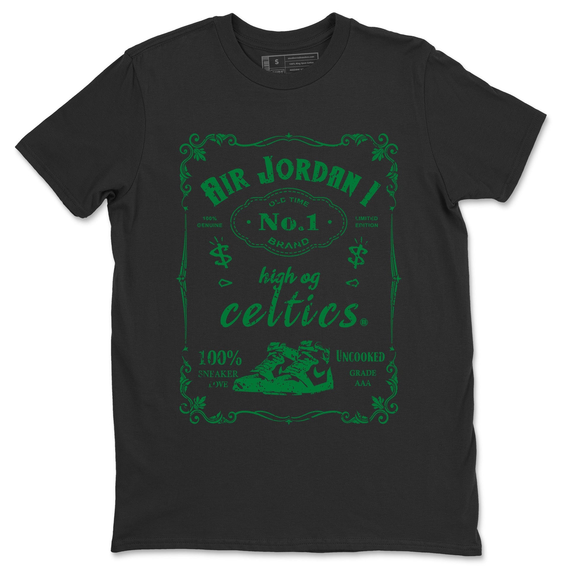 Air Jordan 1 Celtics Sneaker Match Tees Sneaker Label Sneaker Tees Air Jordan 1 Retro Celtics Sneaker Release Tees Unisex Shirts Black 2