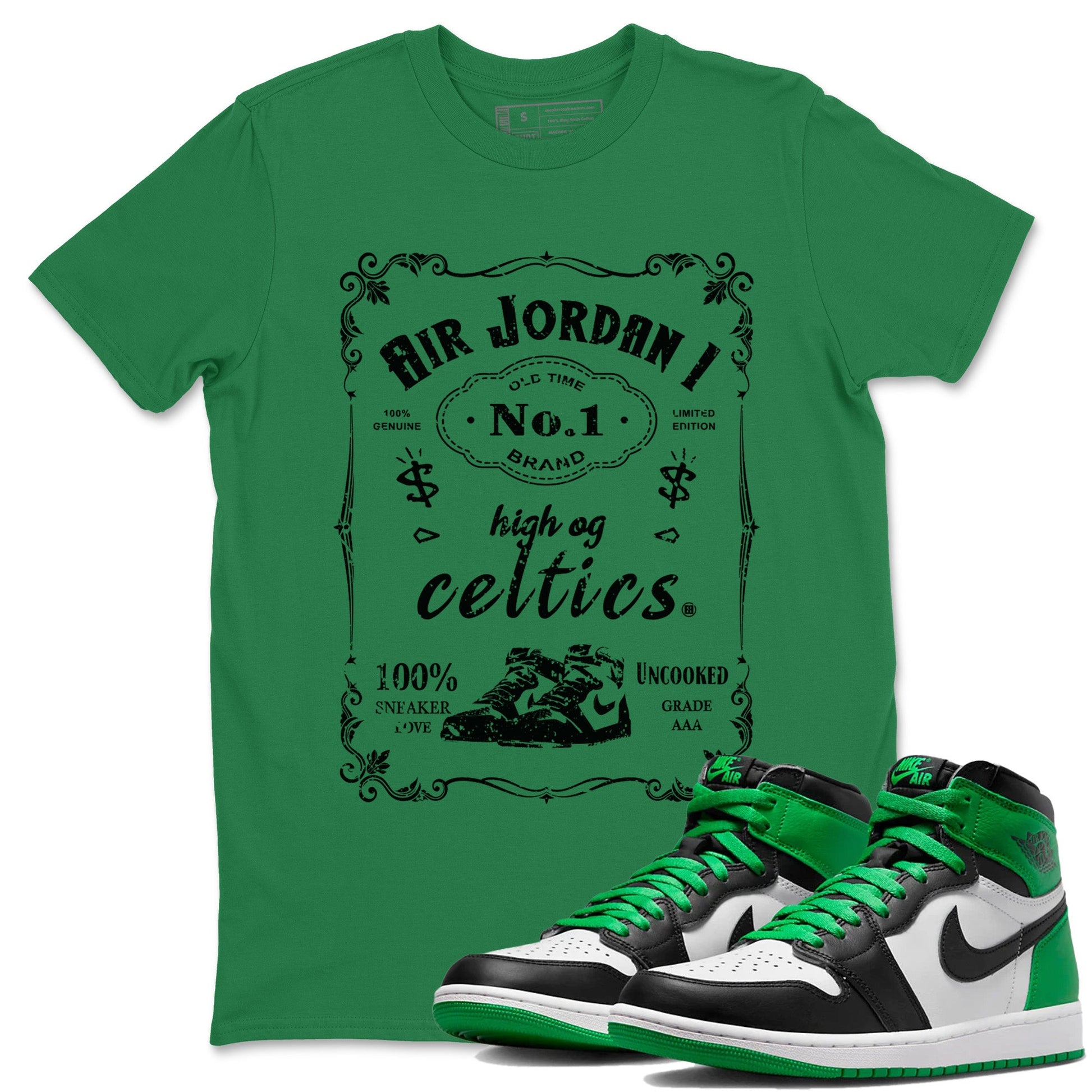 Air Jordan 1 Celtics Sneaker Label Crew Neck Sneaker Tees Air Jordan 1 Retro Celtics Sneaker T-Shirts Washing and Care Tip