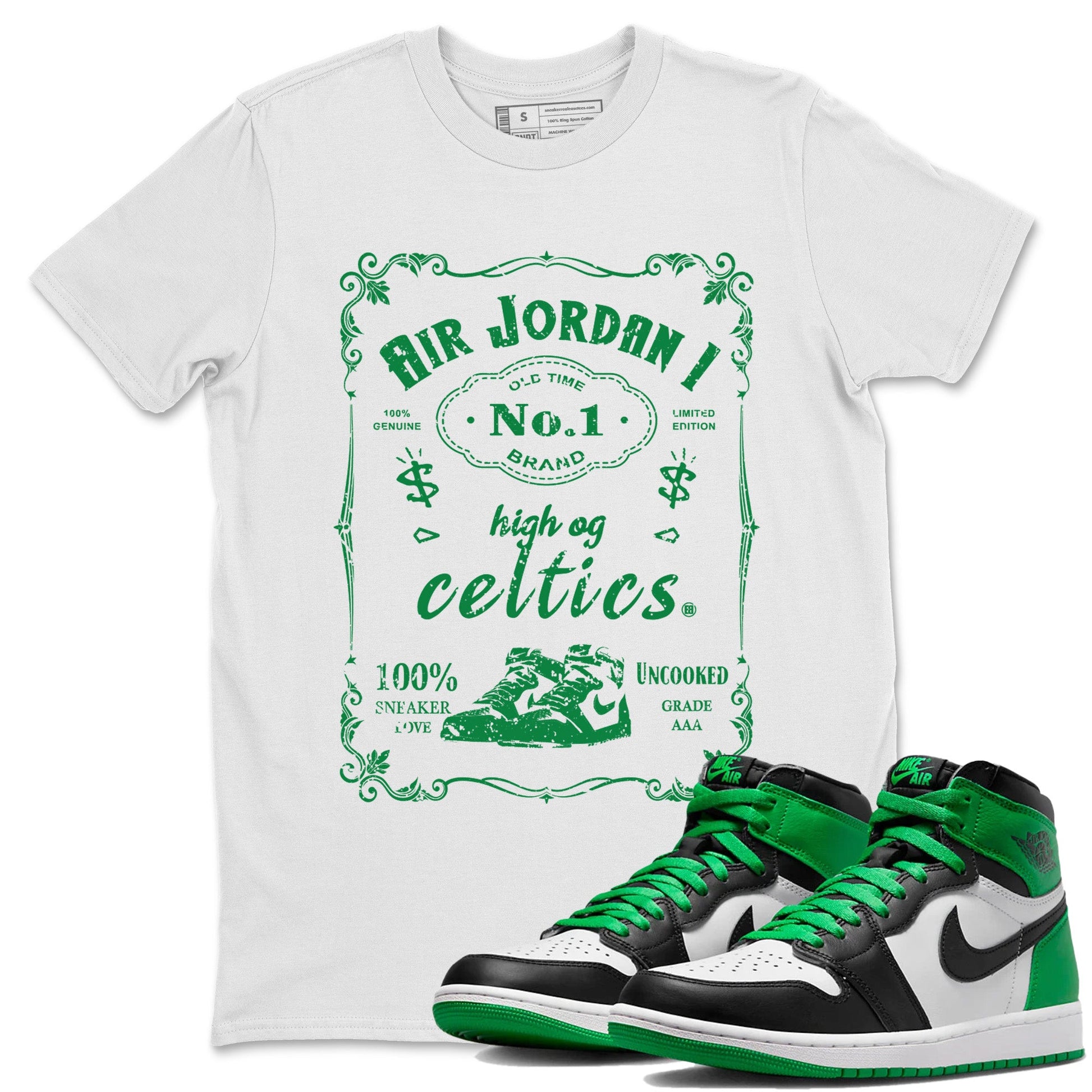 Air Jordan 1 Celtics Sneaker Match Tees Sneaker Label Sneaker Tees Air Jordan 1 Retro Celtics Sneaker Release Tees Unisex Shirts White 1