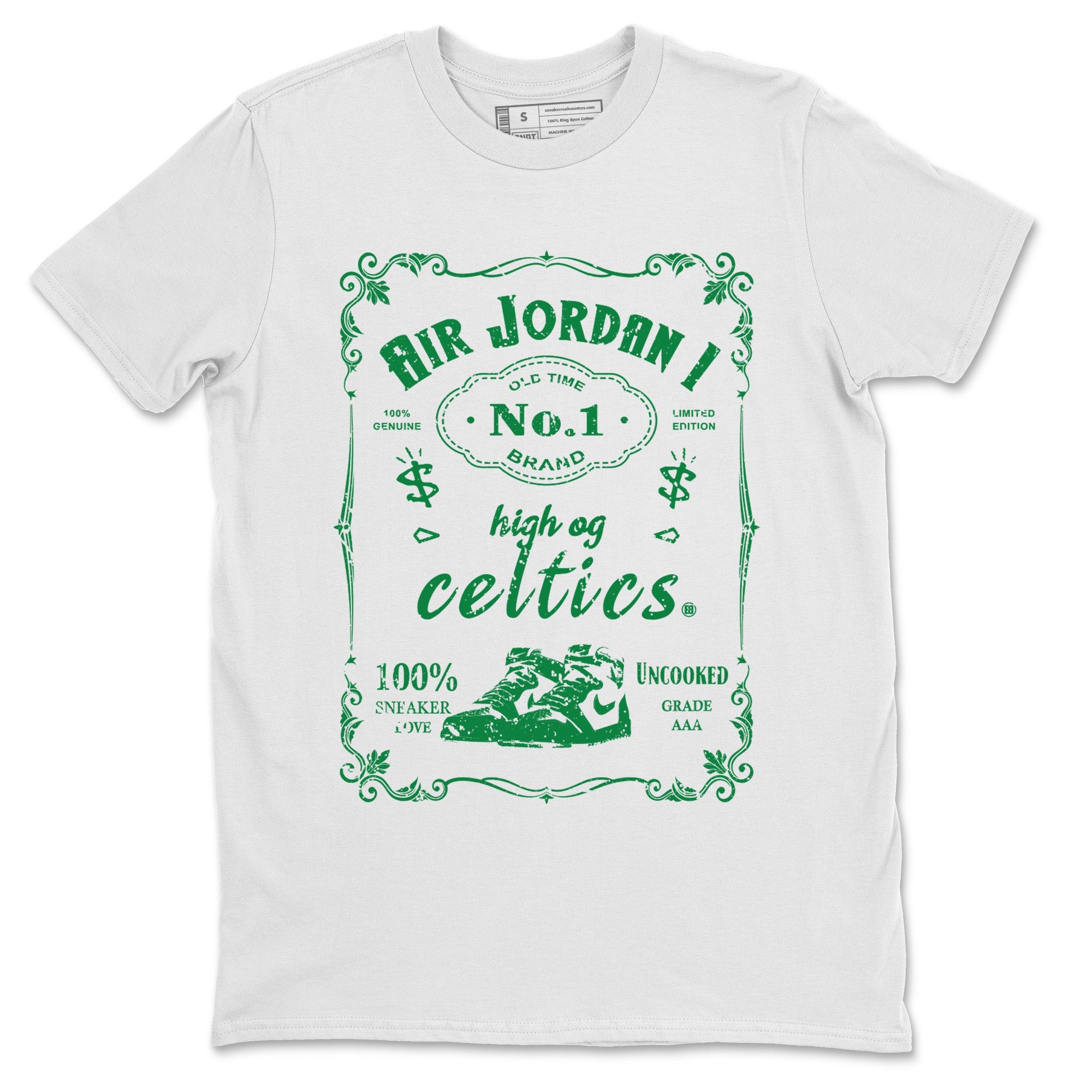 Air Jordan 1 Celtics Sneaker Match Tees Sneaker Label Sneaker Tees Air Jordan 1 Retro Celtics Sneaker Release Tees Unisex Shirts White 2