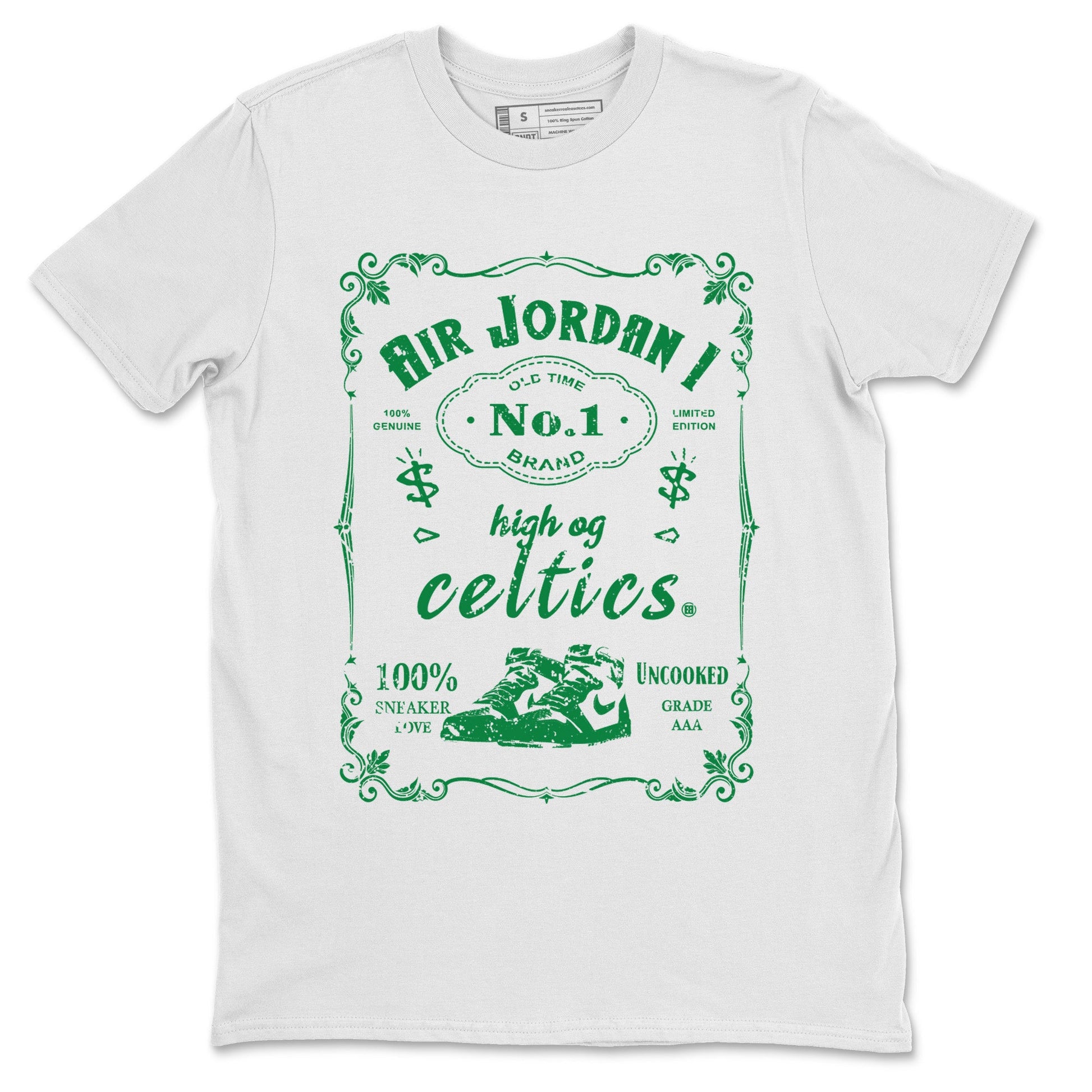Air Jordan 1 Celtics Sneaker Match Tees Sneaker Label Sneaker Tees Air Jordan 1 Retro Celtics Sneaker Release Tees Unisex Shirts White 2