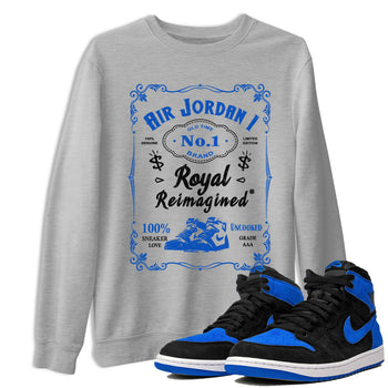 Jordan 1 High OG Royal Reimagined shirt to match jordans Sneaker Label sneaker tees Air Jordan 1 Royal Reimagined SNRT Sneaker Tees Unisex Heather Grey 1 T-Shirt