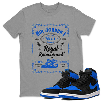 Jordan 1 High OG Royal Reimagined shirt to match jordans Sneaker Label sneaker tees Air Jordan 1 Royal Reimagined SNRT Sneaker Tees Unisex Heather Grey 1 T-Shirt