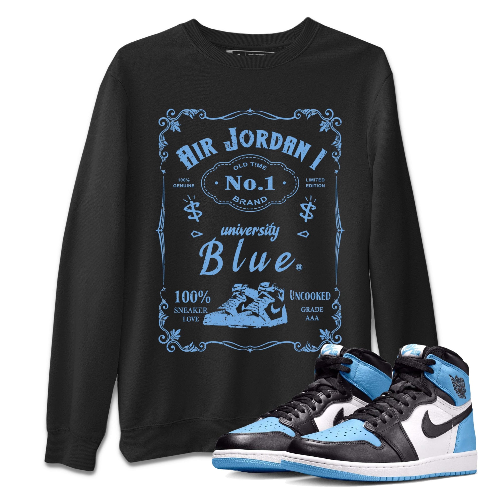 Air Jordan 1 Retro High OG UNC Toe Shirt to match Jordans Sneaker Label Sneaker Tees Air Jordan 1 High OG UNC Toe SNRT Sneaker Release Tees Crew Neck T-Shirts Black 1