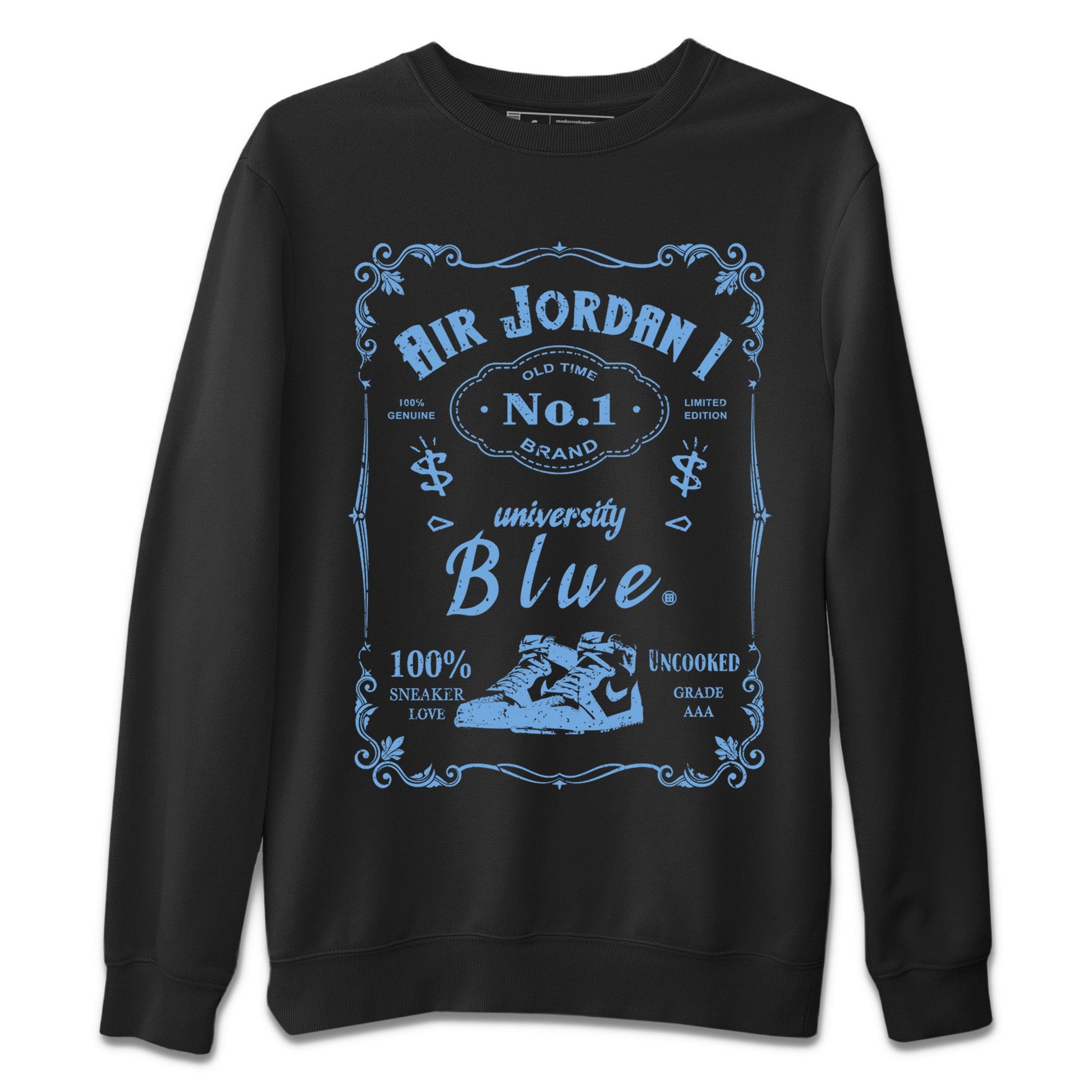 Air Jordan 1 Retro High OG UNC Toe Shirt to match Jordans Sneaker Label Sneaker Tees Air Jordan 1 High OG UNC Toe SNRT Sneaker Release Tees Crew Neck T-Shirts Black 2