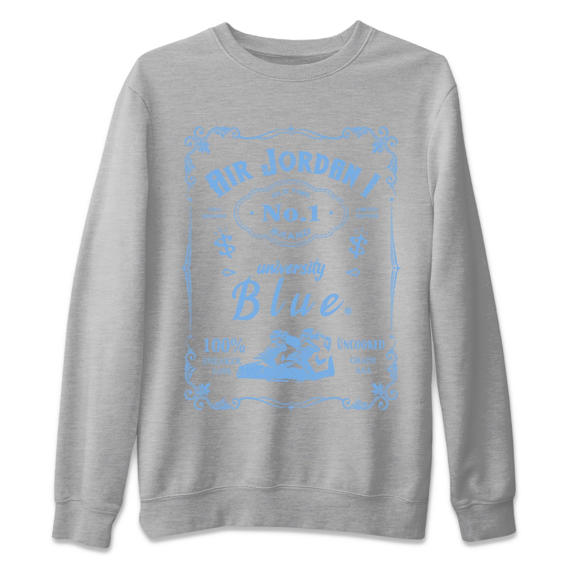 Air Jordan 1 Retro High OG UNC Toe Shirt to match Jordans Sneaker Label Sneaker Tees Air Jordan 1 High OG UNC Toe SNRT Sneaker Release Tees Crew Neck T-Shirts Heather Grey 2