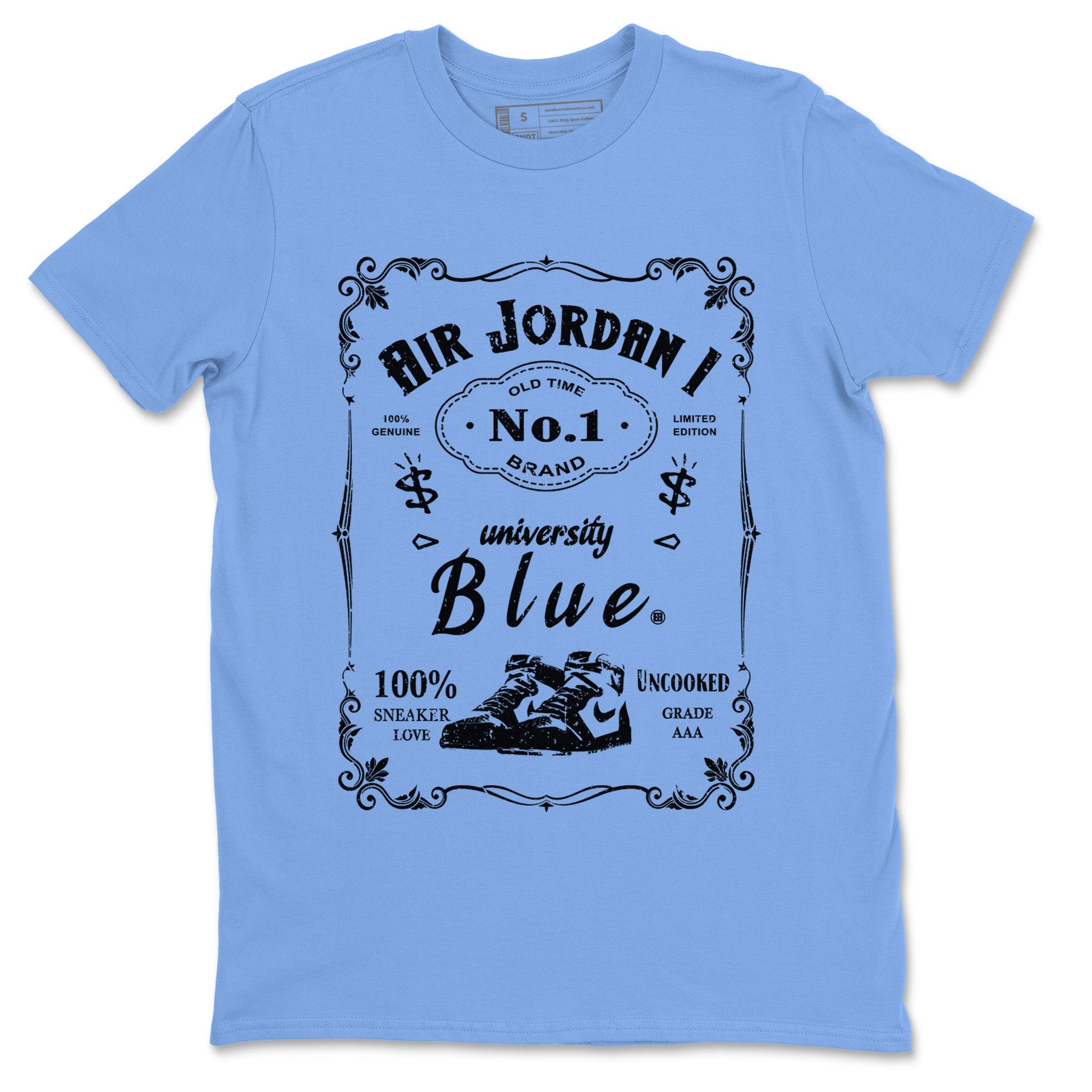 Air Jordan 1 Retro High OG UNC Toe Shirt to match Jordans Sneaker Label Sneaker Tees Air Jordan 1 High OG UNC Toe SNRT Sneaker Release Tees Crew Neck T-Shirts Carolina Blue 2