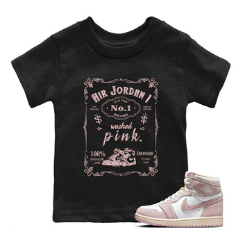Air Jordan 1 Washed Pink Sneaker Match Tees Sneaker Label Sneaker Tees Air Jordan 1 High OG WMNS Washed Pink Sneaker Release Tees Kids Shirts Black 1