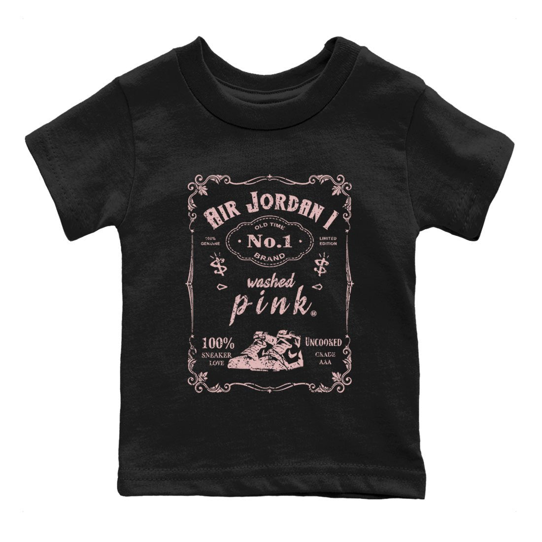 Air Jordan 1 Washed Pink Sneaker Label Baby and Kids Sneaker Tees Air Jordan 1 High OG WMNS Washed Pink Kids Sneaker Tees Washing and Care Tip