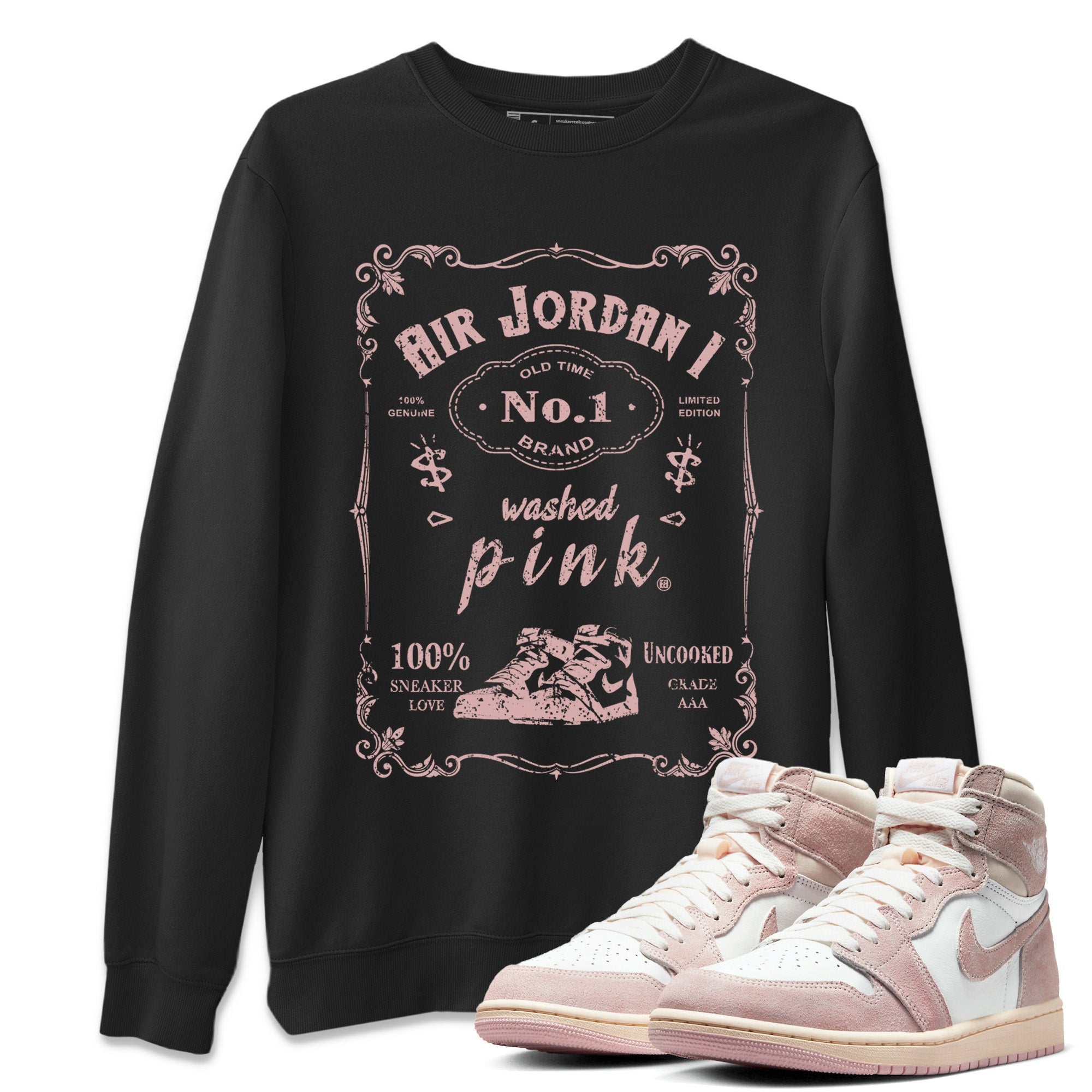 Air Jordan 1 Washed Pink Sneaker Match Tees Sneaker Label Sneaker Tees Air Jordan 1 High OG WMNS Washed Pink Sneaker Release Tees Unisex Shirts Black 1