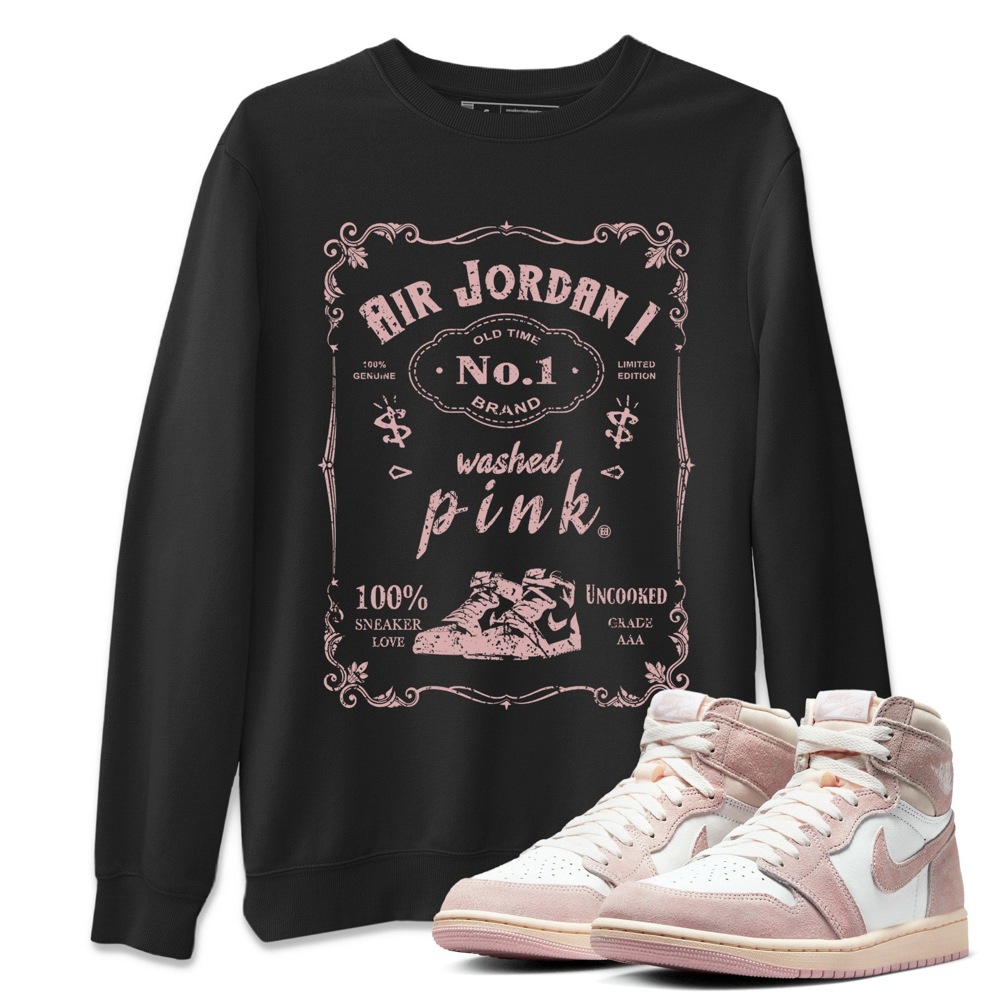 Air Jordan 1 Washed Pink Sneaker Match Tees Sneaker Label Sneaker Tees Air Jordan 1 High OG WMNS Washed Pink Sneaker Release Tees Unisex Shirts Black 1