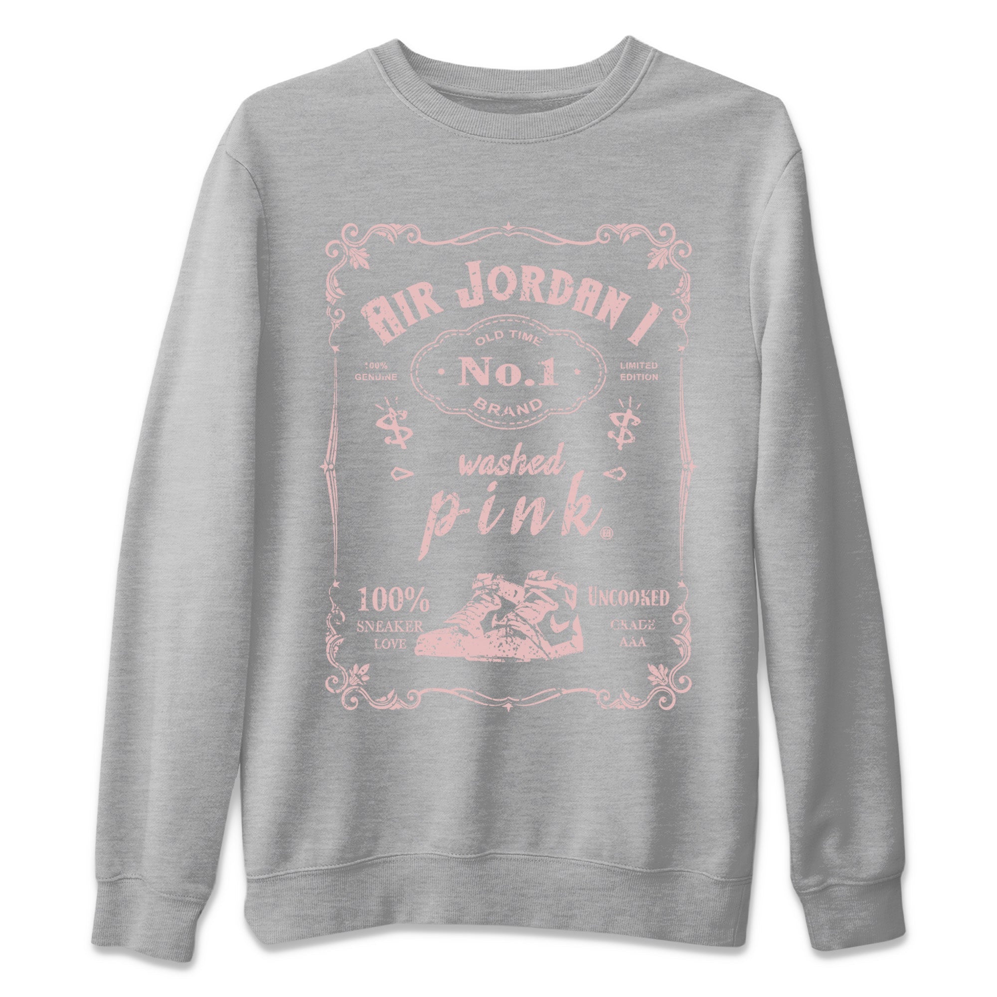 Air Jordan 1 Washed Pink Sneaker Match Tees Sneaker Label Sneaker Tees Air Jordan 1 High OG WMNS Washed Pink Sneaker Release Tees Unisex Shirts Heather Grey 2