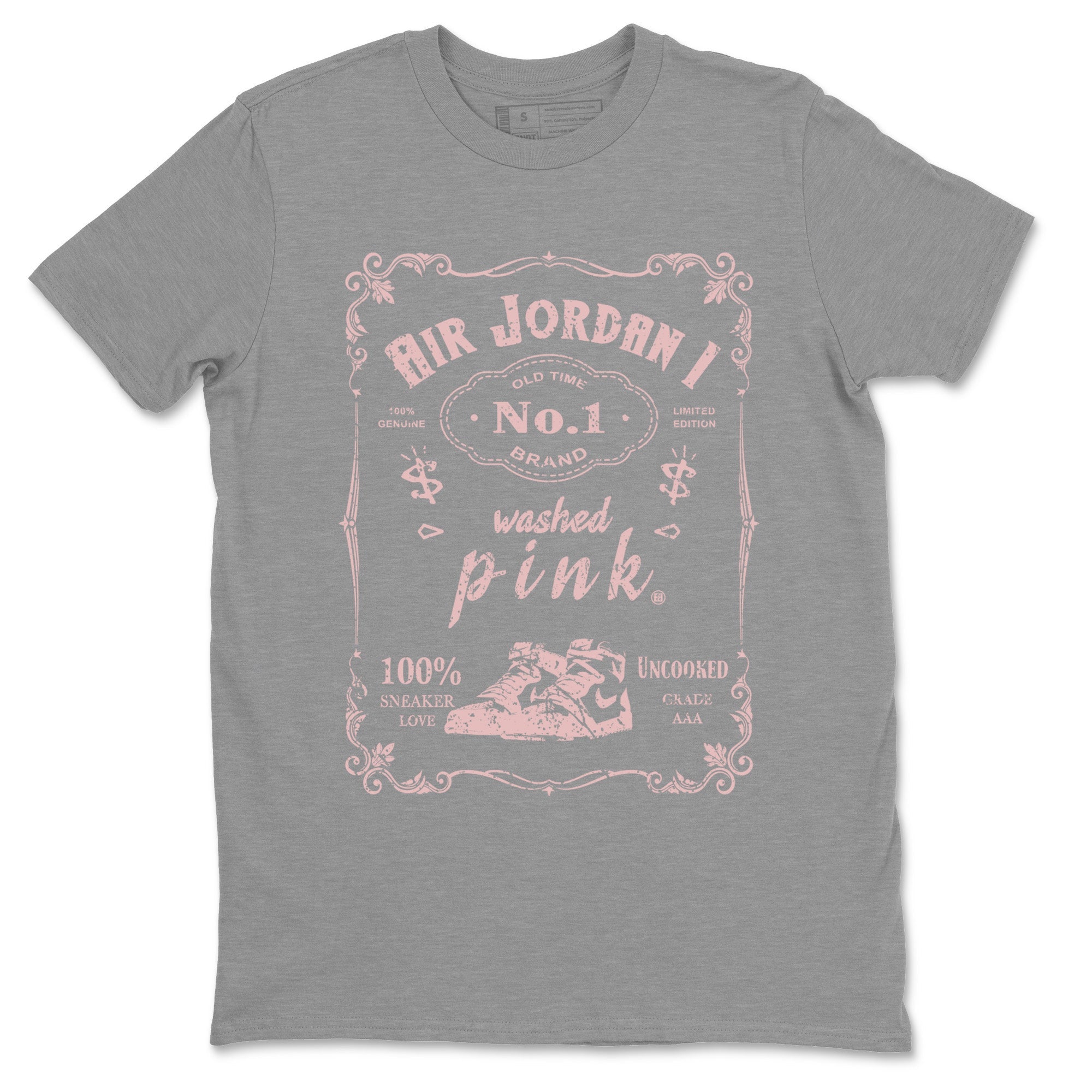 Air Jordan 1 Washed Pink Sneaker Match Tees Sneaker Label Sneaker Tees Air Jordan 1 High OG WMNS Washed Pink Sneaker Release Tees Unisex Shirts Heather Grey 2