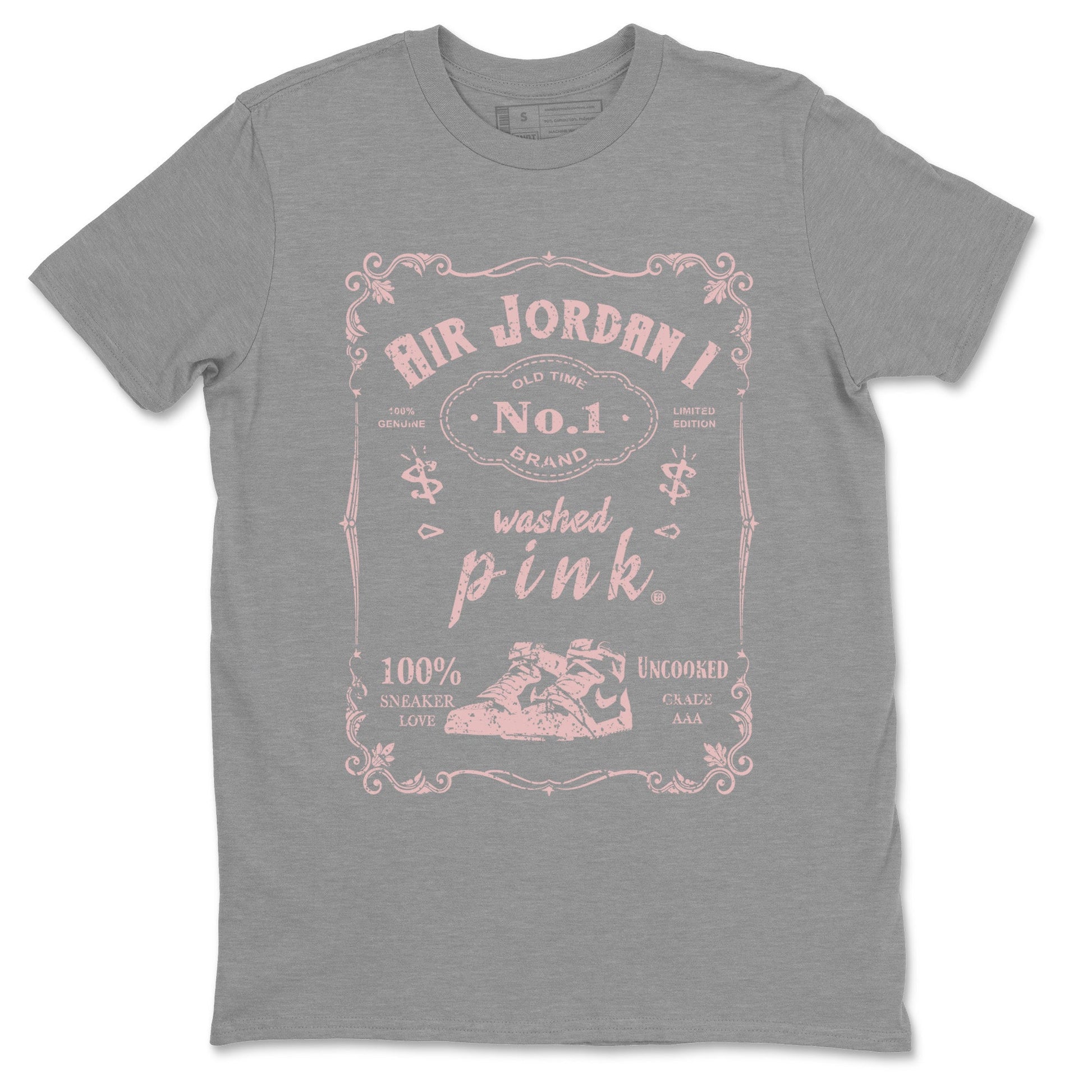Air Jordan 1 Washed Pink Sneaker Match Tees Sneaker Label Sneaker Tees Air Jordan 1 High OG WMNS Washed Pink Sneaker Release Tees Unisex Shirts Heather Grey 2