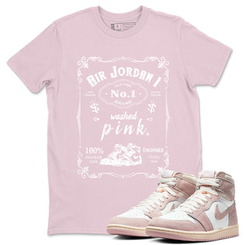 Air Jordan 1 Washed Pink Sneaker Label Crew Neck Sneaker Tees Air Jordan 1 High OG WMNS Washed Pink Sneaker T-Shirts Washing and Care Tip