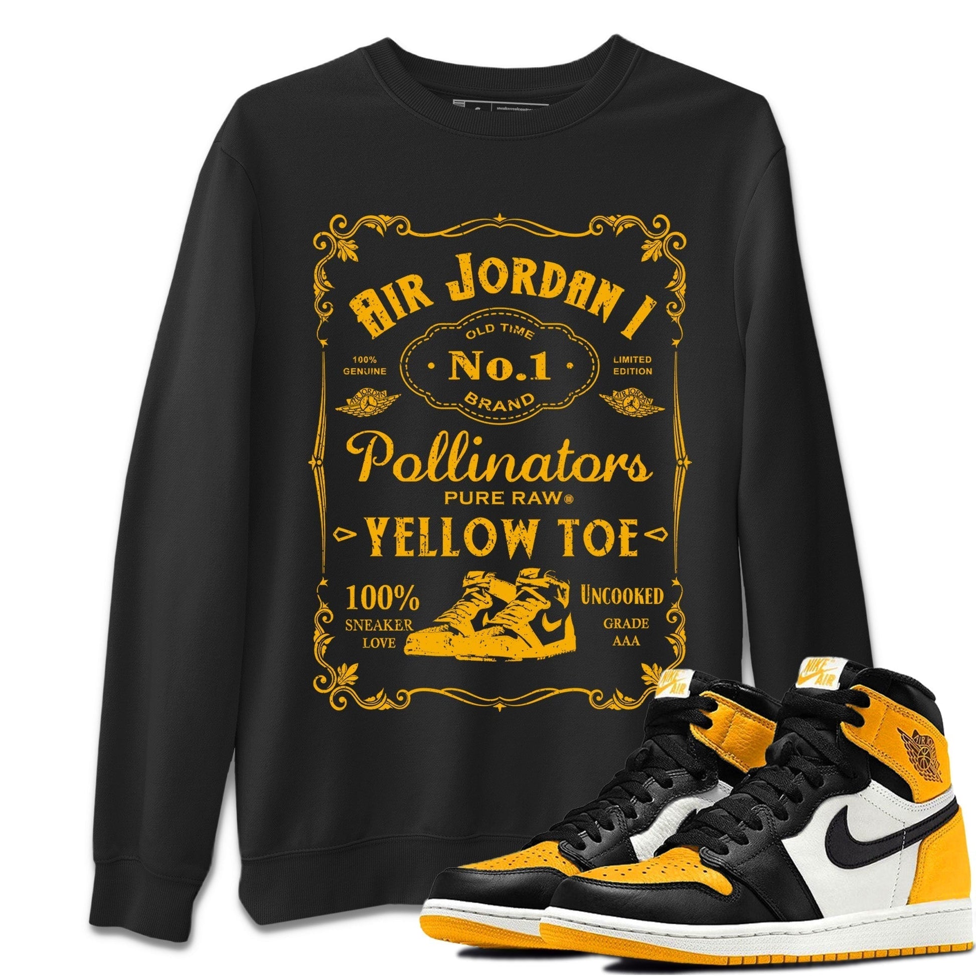 Jordan 1 Yellow Toe Sneaker Match Tees Sneaker Label Sneaker Tees Jordan 1 Yellow Toe Sneaker Release Tees Unisex Shirts